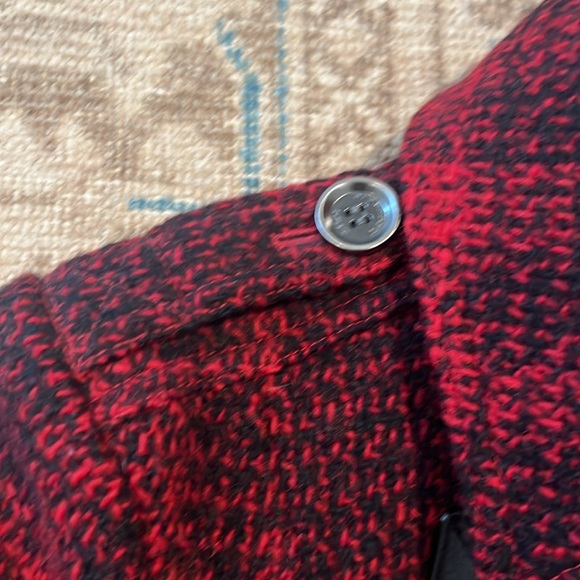 Burberry Brit Black and Red Plaid Wool Tweed Coat - Picture 16 of 16